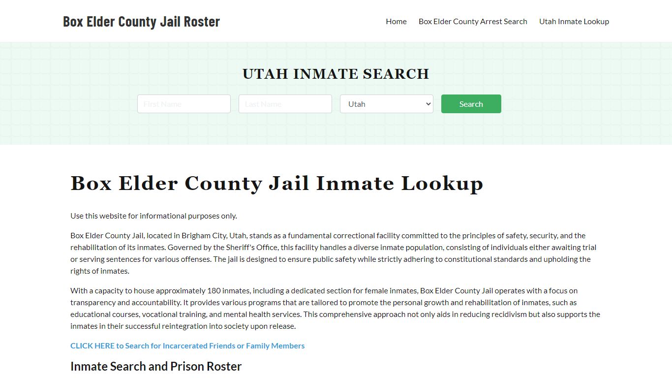 Box Elder County Jail Roster Lookup, UT, Inmate Search