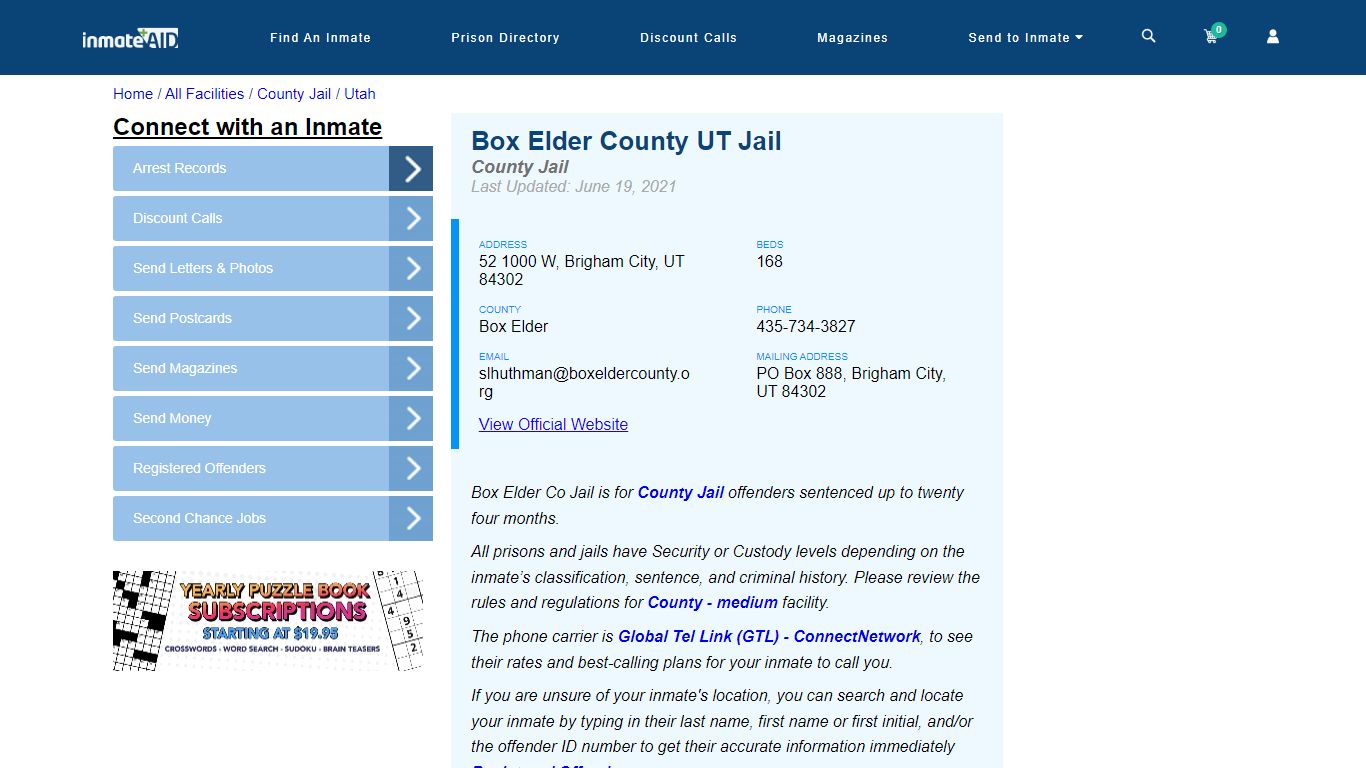 Box Elder County UT Jail - Inmate Locator